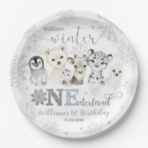 Assiettes En Carton Hiver Onederland Animaux Arctiques Neige 1er Anniv