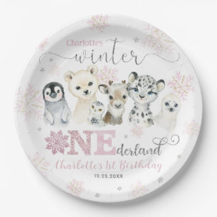 Assiettes En Carton Hiver Onederland Animaux Arctiques Neige 1er Anniv