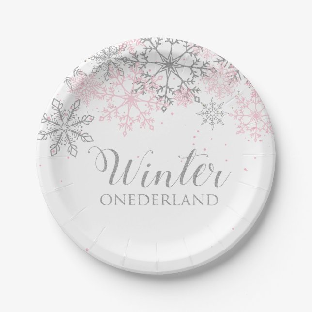 Assiettes En Carton Hiver Onederland Première plaque d'anniversaire (Devant)
