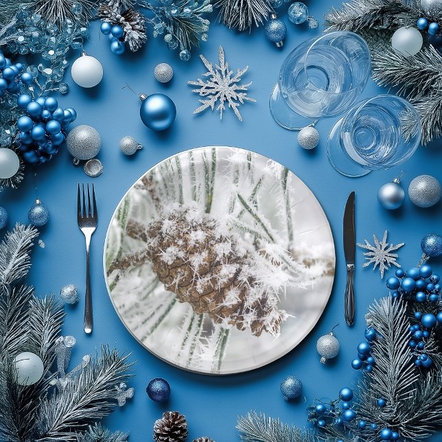 Assiettes En Carton Hiver, Pinecone, Plaques en papier pour flocons de (Créateur téléchargé)