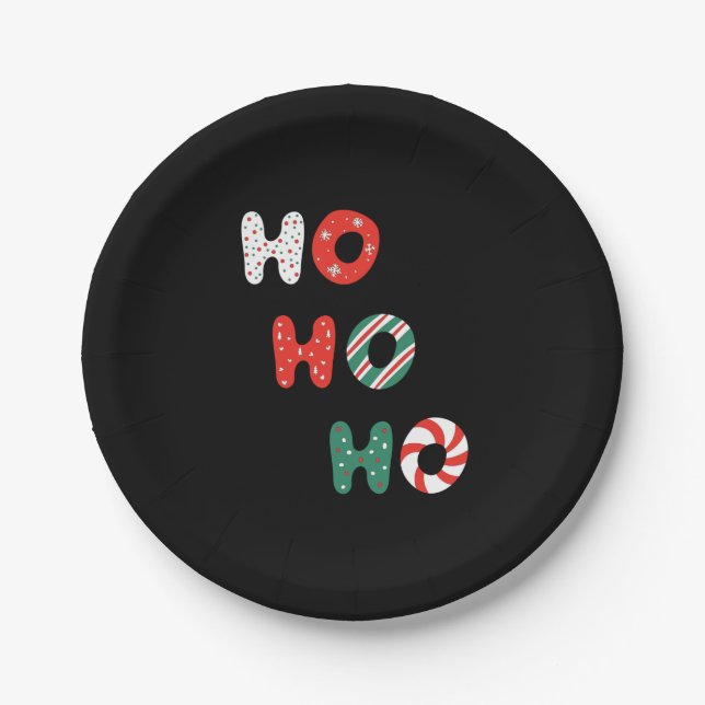 Assiettes En Carton Ho Ho Ho Plaques de papier de Noël (Devant)