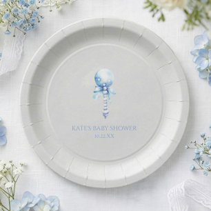 Assiettes En Carton Hochet pour bébé vintage bleu pour la décoration d