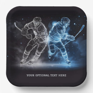Assiettes En Carton Hockey sur glace sur texte personnalisé