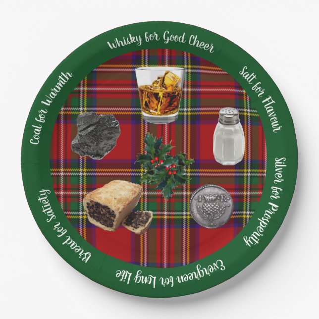 Assiettes En Carton Hogmanay Premiers cadeaux de pied Clan Stewart Tar (Devant)