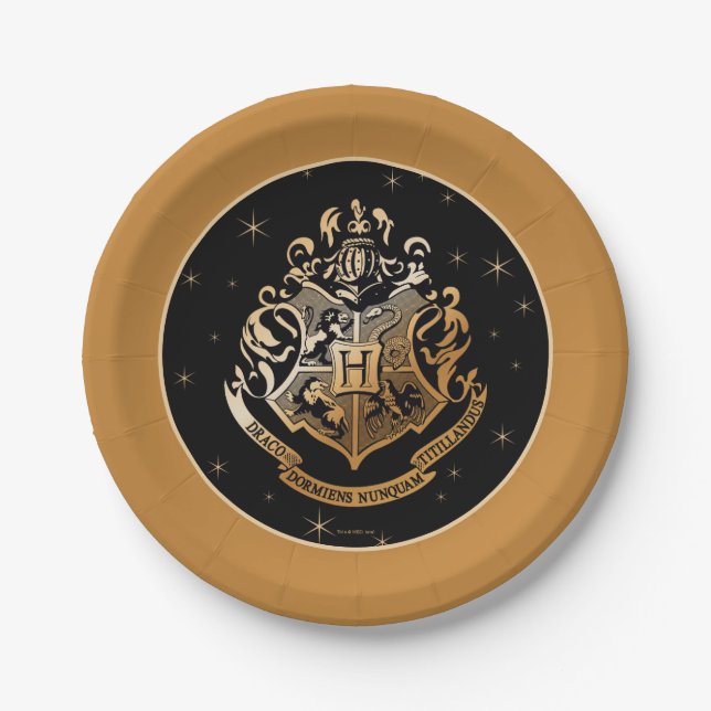 Assiettes En Carton HOGWARTS™ Crest doré (Devant)