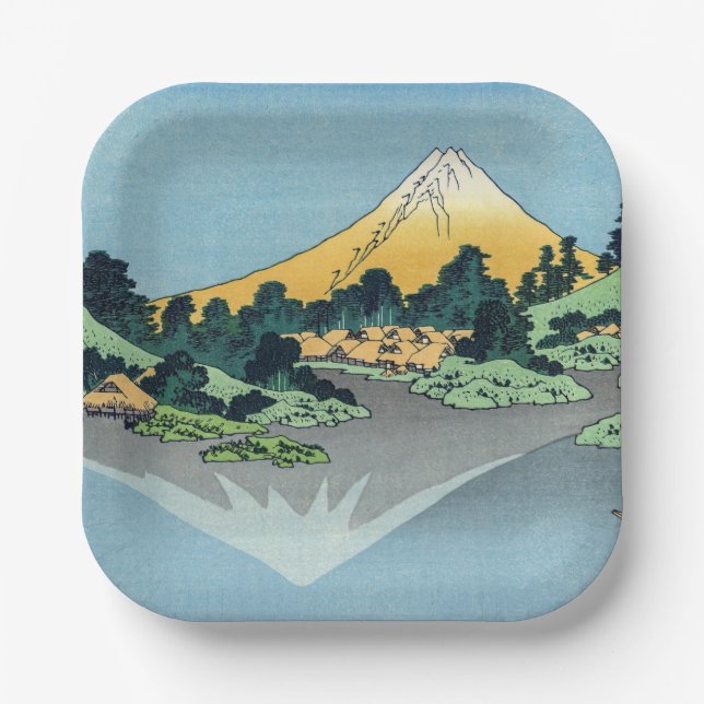 Assiettes En Carton Hokusai - Le Mont Fuji reflète le lac Kawaguchi (Recto)