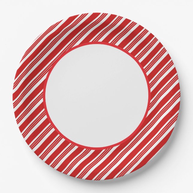 Assiettes En Carton Holiday Candy Cane Paper Plates (Devant)