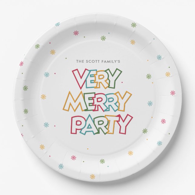 Assiettes En Carton Holiday Love Merry & Bright Party (Devant)