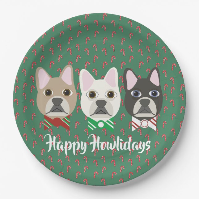 Assiettes En Carton Holiday Pups Candy Cane (Devant)