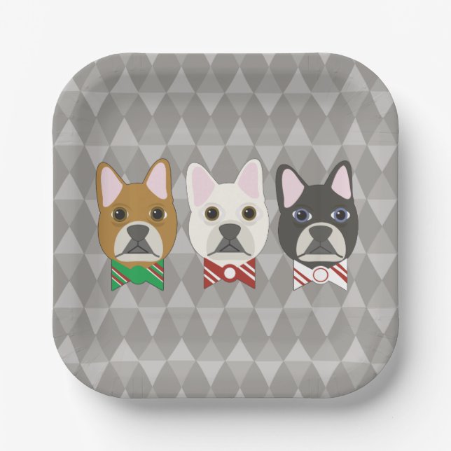 Assiettes En Carton Holiday Pups Gray Diamond (Recto)