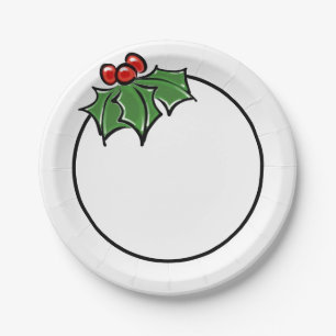Assiettes En Carton Holly Feuilles, Holly baies, fun vacances botaniqu