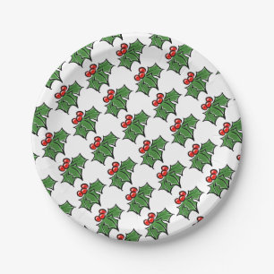 Assiettes En Carton Holly Feuilles Holly baies motif de vacances amusa