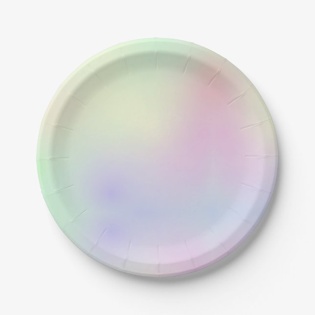 Assiettes En Carton Holographe esthétique Pastel Rainbow (Devant)