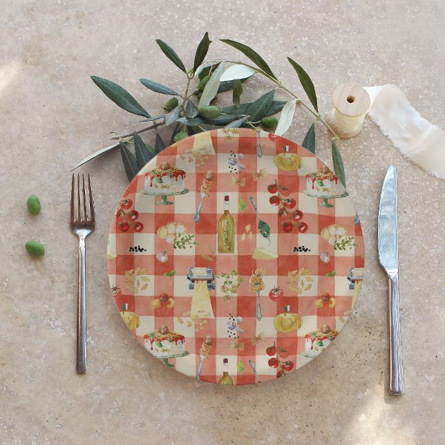 Assiettes En Carton Holy Ravioli Gingham Pattern | Little Meatball  (Créateur téléchargé)