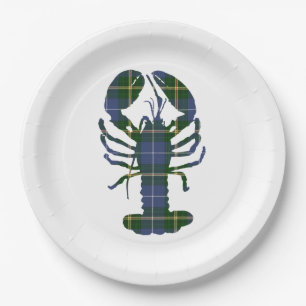 Assiettes En Carton Homard bleu   de tartan de la Nouvelle-Écosse de