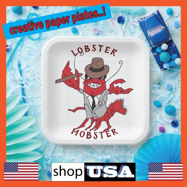 Assiettes En Carton Homard Homard 🦞 Drôle Cartoon Gangster (Créateur téléchargé)