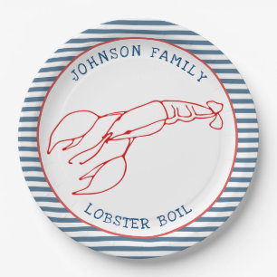 Assiettes En Carton Homard rouge - Fête d'été / Boule de homard