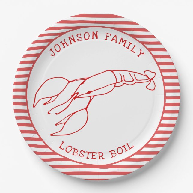 Assiettes En Carton Homard rouge - Fête d'été / Papier à ébullition de (Devant)