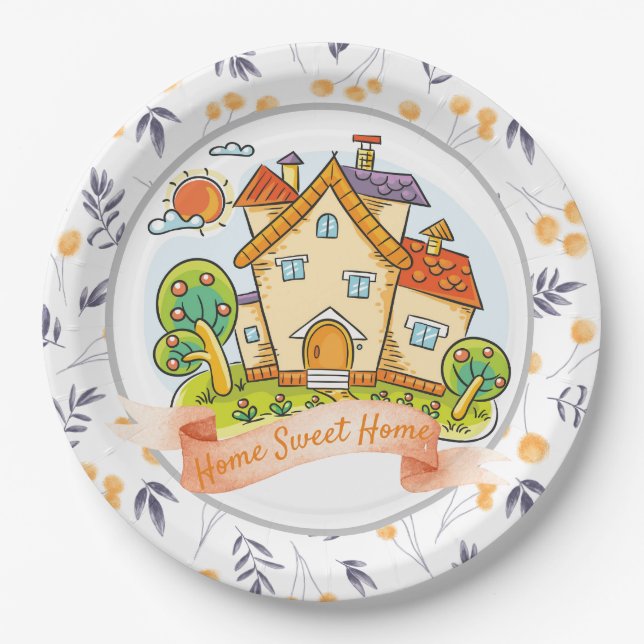 Assiettes En Carton Home Sweet Home (Devant)
