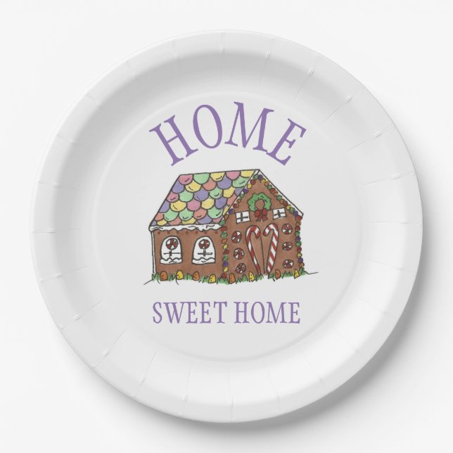 Assiettes En Carton Home Sweet Home Gingerbread Maison Vacances (Devant)