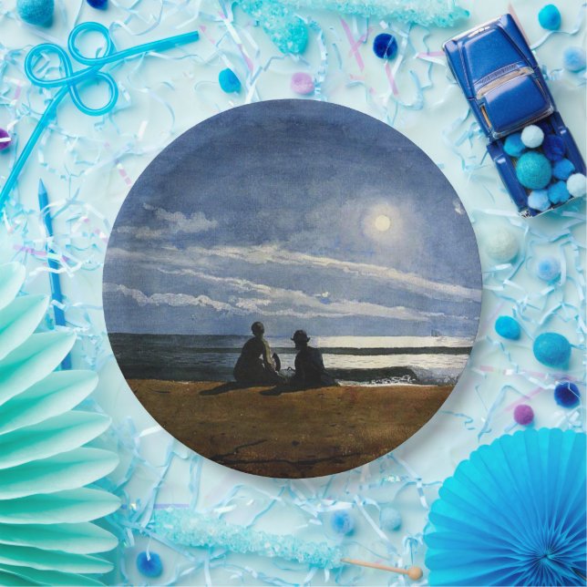 Assiettes En Carton Homer - Lumière de la Lune, peinture d'art, (Fête)