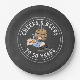 Assiettes En Carton Hommage Et Bières 50e Anniversaire Noir Et Blanc