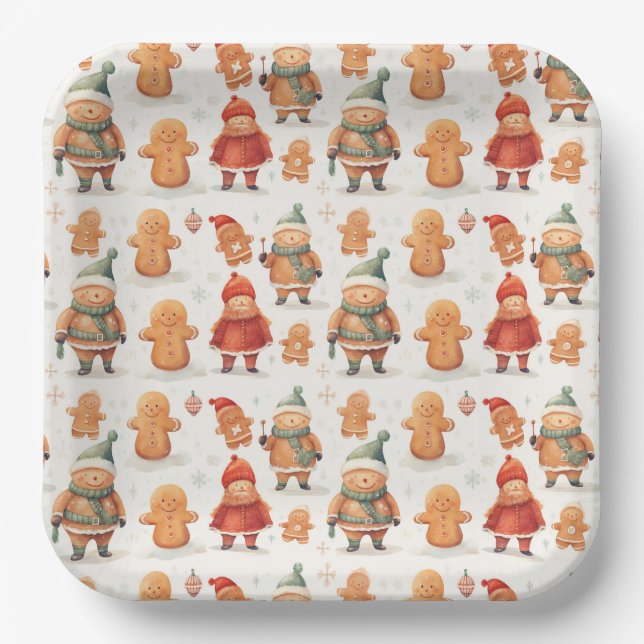 Assiettes En Carton Homme de pain d'épice de Noël (Recto)