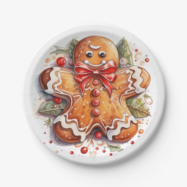 Assiettes En Carton Homme de pain d'épices (Devant)