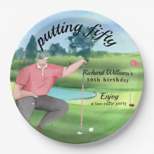 Assiettes En Carton Homme Golf Putting Cinquante 50e Anniversaire
