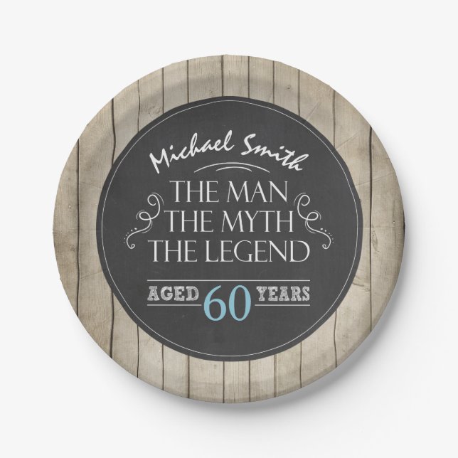 Assiettes En Carton Homme Plaques d'anniversaire Homme Mythe Légende R (Devant)