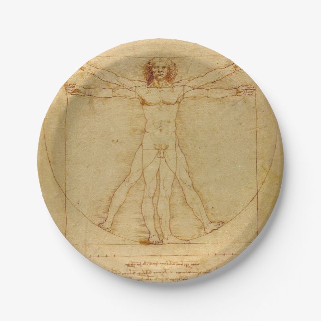 Assiettes En Carton Homme vitruvien par Leonardo Da Vinci (Devant)