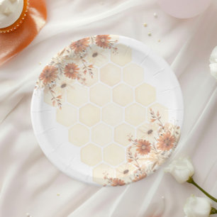 Assiettes En Carton Honey Bee Boho Fleur sauvage Premier anniversaire