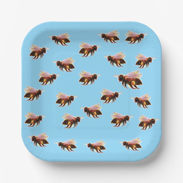 Assiettes En Carton Honey Bee Flying (Recto)
