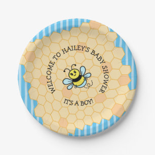 Assiettes En Carton Honey Bee Theme Boy's Baby shower Papier Plaque