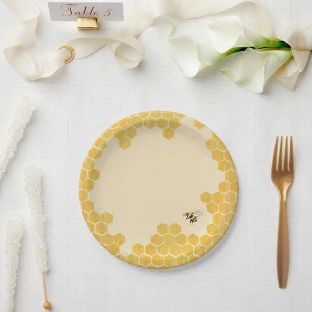 Assiettes En Carton Honeybee Baby Shower (Mariage)