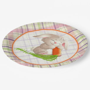 Assiettes En Carton Hoppy Joyeux Lapin De Pâques Grandes Et Motif Plai