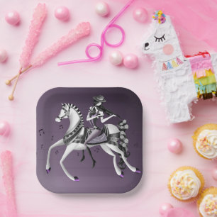 Assiettes En Carton Horse équitation Plate de papier violoniste