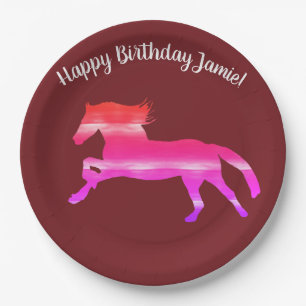 Assiettes En Carton Horse Pink Art Plaques personnalisées en papier