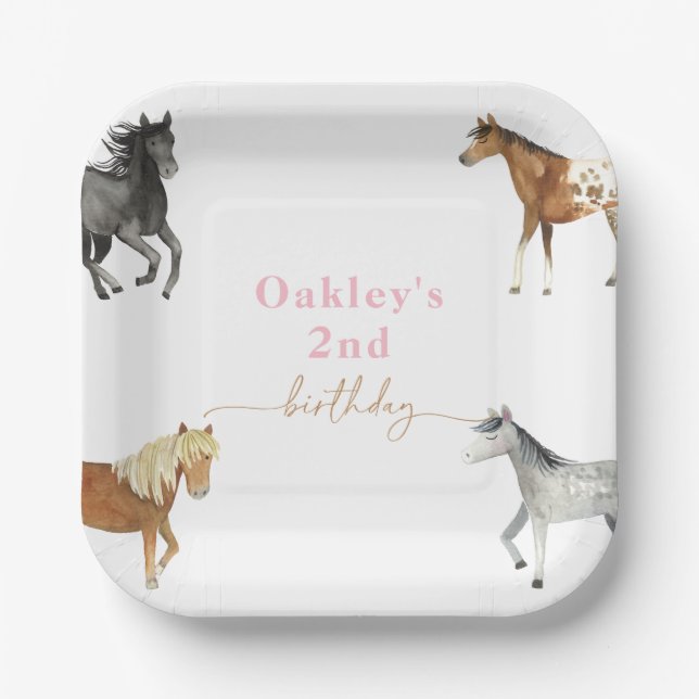 Assiettes En Carton Horse Plaques de fête d'anniversaire (Recto)