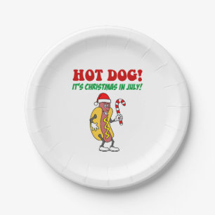 Assiettes En Carton Hot Dog C'est Noël en juillet Plaques