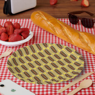 Assiettes En Carton Hot Dog Mustard Relish Frankfurter Hotdog Weiner