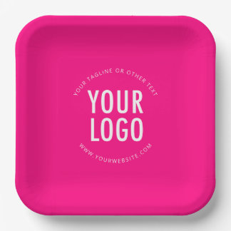 Assiettes En Carton Hot Pink Square Paper Plates Custom Logo Printed