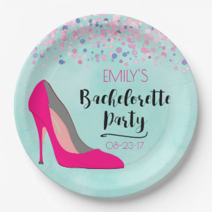 Assiettes En Carton Hot rose Stiletto High Heure Bachelorette Party