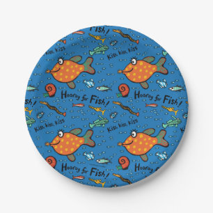 Assiettes En Carton Hourra pour le motif de poissons
