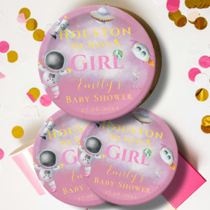 Assiettes En Carton Houston Nous Avons Une Fille baby shower Astronaut
