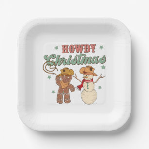 Assiettes En Carton Howdy Christmas Cowboy Snowman Western Funny