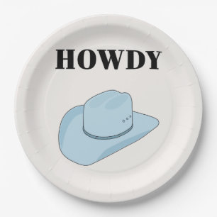 Assiettes En Carton Howdy Cowboy Casquette Baby Blue