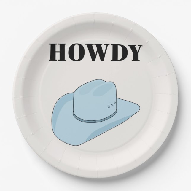 Assiettes En Carton Howdy Cowboy Casquette Baby Blue (Devant)