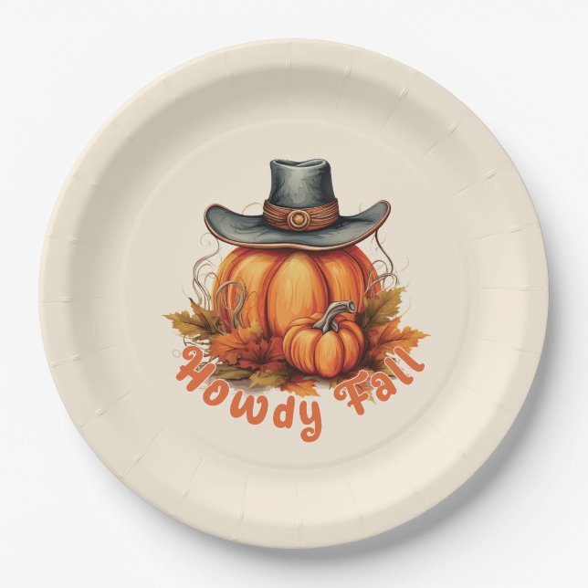 Assiettes En Carton Howdy Fall - Vibes d'automne rustiques (Devant)