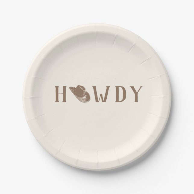 Assiettes En Carton Howdy Hat My First Rodeo Birthday Neutral Party (Devant)